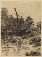KG 1985 068
<br/>
Botter op de helling
<br/>
<em>Graaf, Frederik de (1871-1930)</em>